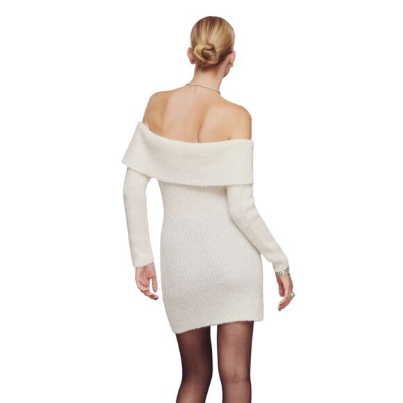 Reformation Jayne Sweater Dress Foldover Baby Alpaca Wool Knit RARE - Picture 3 of 9